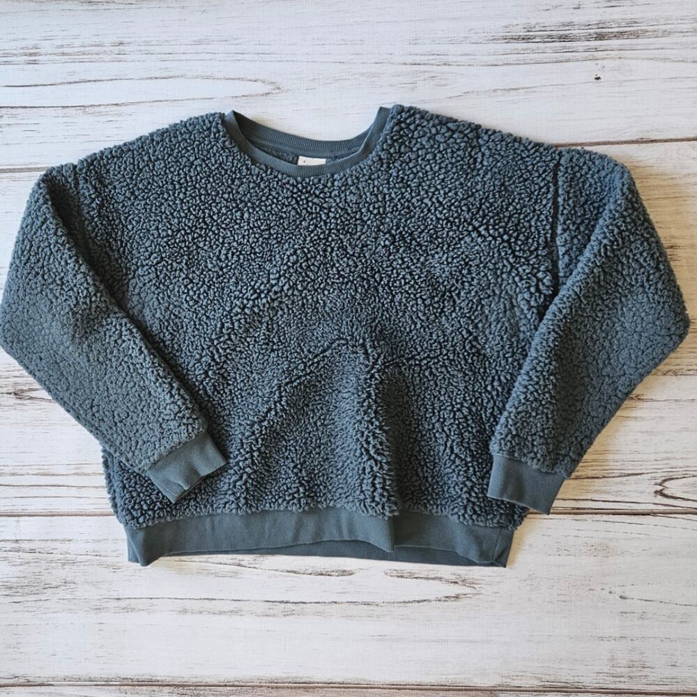 A New Day Teddy Bear Fuzzy Crew Neck Sweatshirt sz L